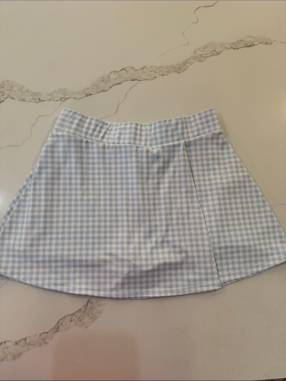 Ice Blue Gingham Mini Skirt